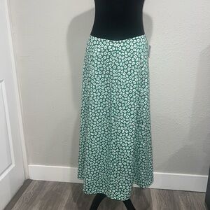 Loft green and white floral Maxi skirt